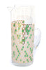 Glass Pitcher and 2 Glasses with Peacock Pattern