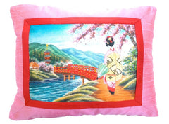 Asian Accent Pillow-Woman and Stream