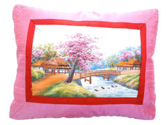 Asian Accent Pillow-Cherry Blossom w/ Stream