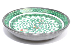 Green Porcelain and Pewter Dragon Bowl