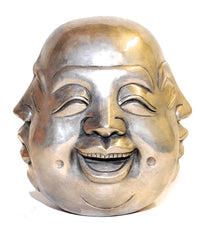 Large Four-Faced Silver Buddha Head